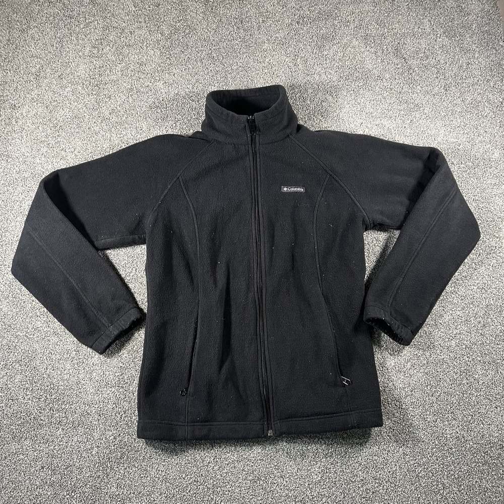 Columbia Women’s Black Full Zip Fleece Jacket Outdoor Lightweight Size Large